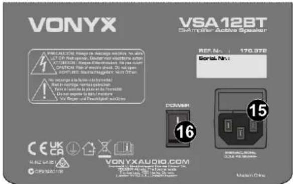 VONYX VSA12BT Sampler Active Speaker REF. Nr. 170.378 Bert. Nr.1 POWER 16 15 VONYXAUDIO.COM Mason One