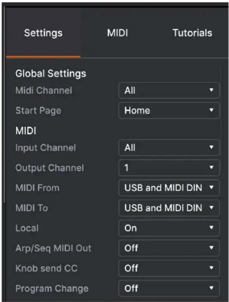Arturia MiniFreak - Global settings - 1