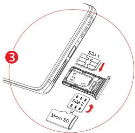 TCL 20 PRO 5G - Insérer ou extraire la carte SIM ou microSD - 4