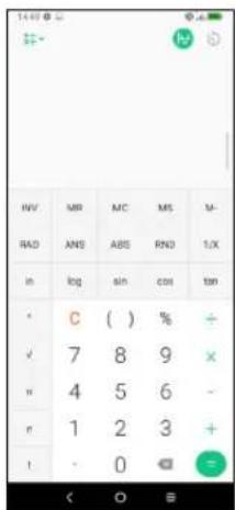 INV MR MC MS M- RAD ANS ABS RND 1/X in log sin cos tan C ( ) % + ✓ 7 8 9 × ✓ 4 5 6 - ✓ 1 2 3 + ✓ - 0