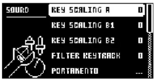 SOUND KEY SCALING A KEY SCALING B1 KEY SCALING B2 FILTER KEYTRACK PORTAMENTO