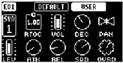 E01 DEFAULT USER SYN 1 C 1.00 RTOC VOL DEC PAN LEU ATH REL SPD OVRD