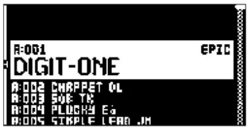 A:001 EPIC DIGIT-ONE A:002 CHAPPET OL A:003 SOE TK A:004 PLUGHY Eq A:005 SIMPLE LEAR JN