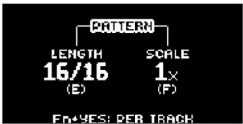PATTERN LENGTH 16/16 (E) SCALE 1× (F) EN+YES: PER TRACK