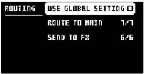 ROUTING USE GLOBAL SETTING ROUTE TO MAIN 7/7 SEND TO FX 6/6