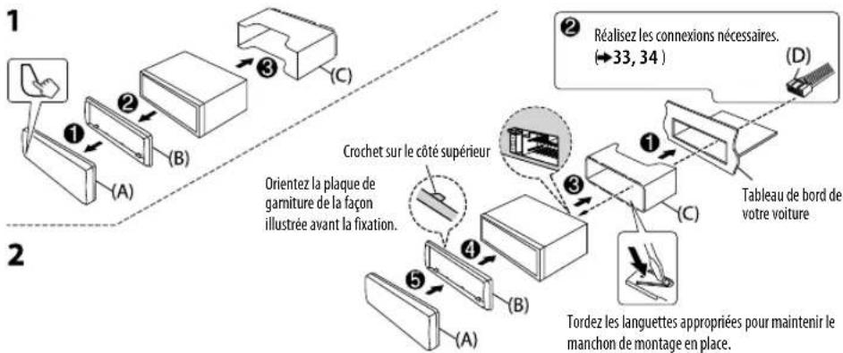 KENWOOD KMRM315BT - Installation de l'appareil (montage encastré) - 1