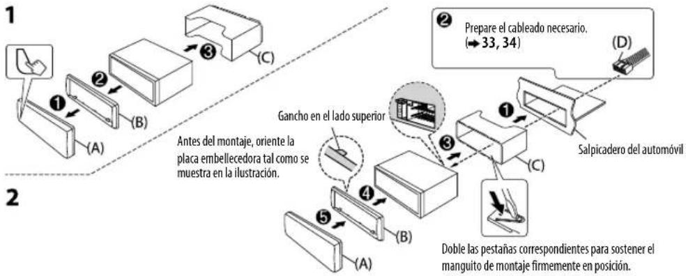 KENWOOD KMRM315BT - Instalación de la unidad (montaje en el tablero) - 1