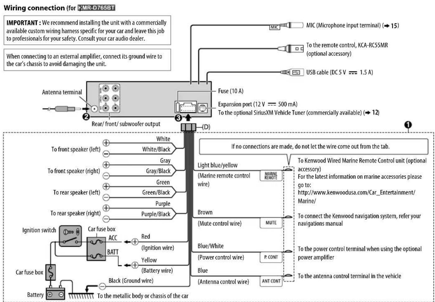 KENWOOD KMRD765BT - Part list for installation - 6