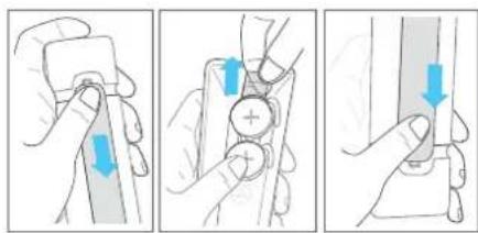 Diagram illustrating three-step instructions for adjusting a mechanical component, with blue arrows indicating downward motion.