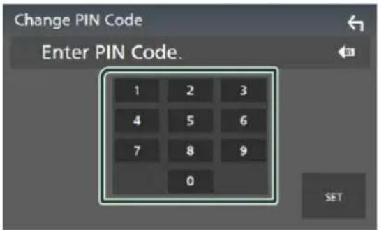 Change PIN Code Enter PIN Code. 1 2 3 4 5 6 7 8 9 0 SET