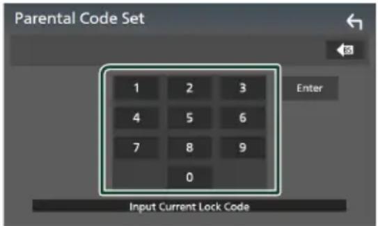 Parental Code Set 1 2 3 4 5 6 7 8 9 0 Enter Input Current Lock Code