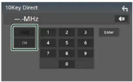 10Key Direct —.MHz FREQ CH 1 2 3 4 5 6 7 8 9 0 Enter