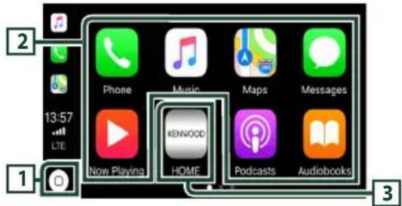 KENWOOD DDX819WBTL - Boutons de commande et applications disponibles sur l'écran d'accueil de Apple CarPlay - 1