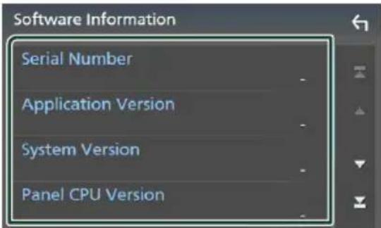 Software Information Serial Number Application Version System Version Panel CPU Version