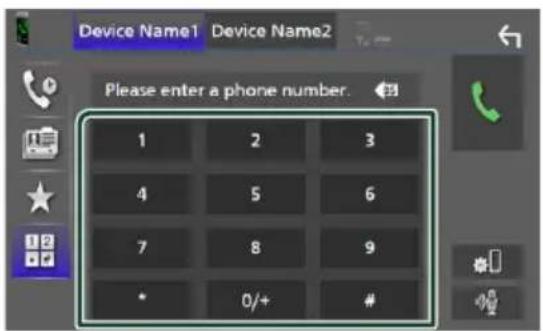 Device Name1 Device Name2 Please enter a phone number. 1 2 3 4 5 6 7 8 9 * 0/+ #