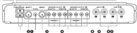 AUX (BATT) BATT GND BREAD OUTPUT (0,10) BREAD OUTPUT (0,10) LINE IN LINE IN PON PON 21 3 4 5 6 7 8 9 10