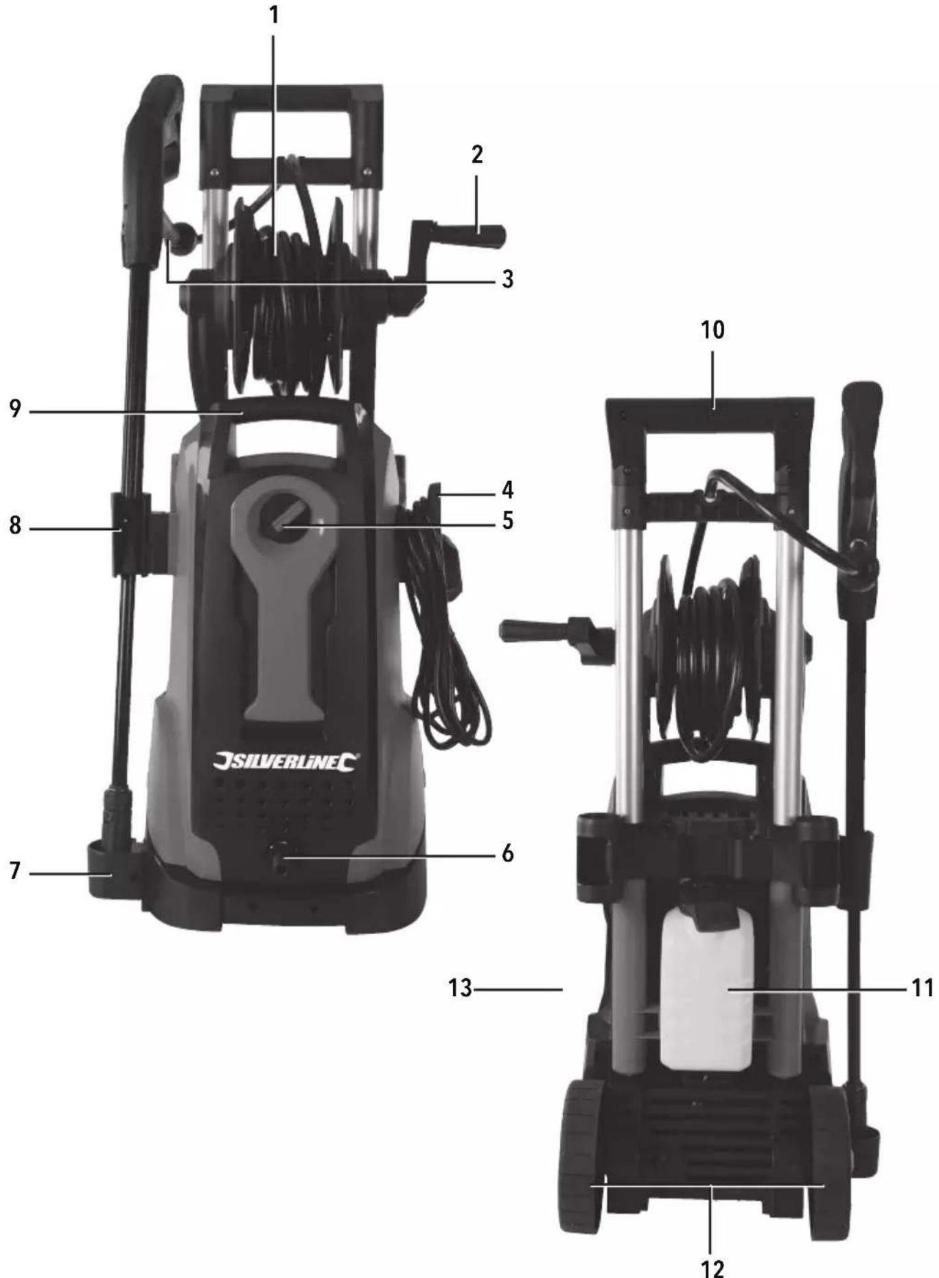 SILVERLINE 943676 - 2100W Pressure Washer 165bar Max - 13