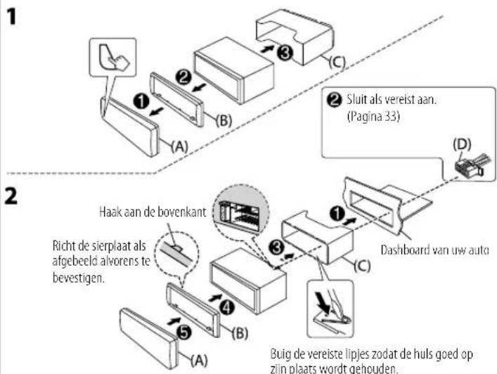 KENWOOD KMRM505DAB - Installeren van het toestel (in-dashboard montage) - 1