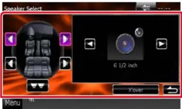 KENWOOD DNX571TR - Touchez le haut-parleur que vous souhaitez paramétrer et configurez chaque option comme suit. - 1