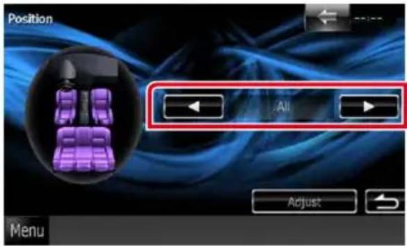 KENWOOD DNX571TR - Sélectionnez la position d'écoute parmi les choix [front r / avant d], [front l / avant g], [front all / avant] et [all / tous] à l'aide des touches [◀] et [▶]. - 1
