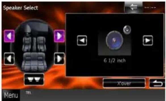 KENWOOD DNX571TR - Touchez [speaker select/ sélection enceinte] à l'écran audio SETUP (configuration audio). - 1