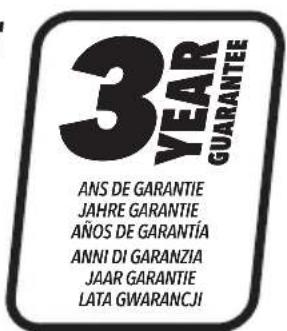 3 YEAR GUARANTEE ANS DE GARANTIE JAHRE GARANTIE AÑOS DE GARANTÍA ANNI DI GARANZIA JAAR GARANTIE LATA GWARANCJI