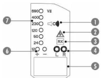 890 V 400 230 120 50 24 12 + - L R RX ① ② ③ ④ ⑤ ⑦ ⑥