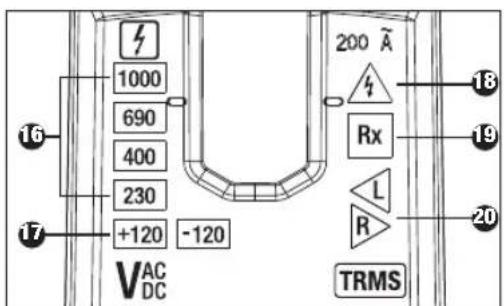 1000 690 400 230 +120 -120 VAC DC 200 A Rx L R TRMS 18 19 20