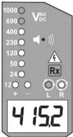 1000 690 400 230 120 50 24 12 + - VAC DC Rx L R 4 15,2