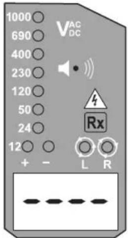 1000 VAC 690 DC 400 230 120 50 24 12 + - L R Rx