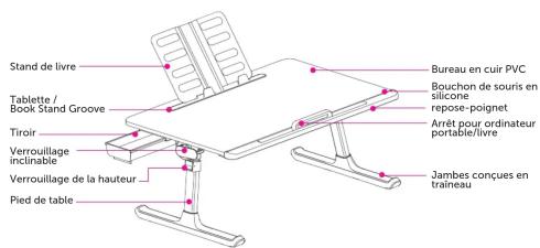 Aluratek ACT02F - Support/table pour ordinateur portable antidérapant réglable avec tiroir et porte-livre - 2