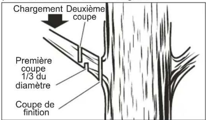 Chargement Deuxième coupe Première coupe 1/3 du diamètre Coupe de finition
