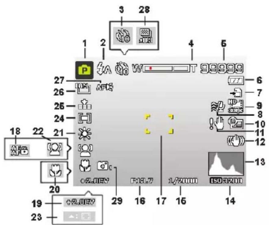 MEDION LIFE S44080 (MD 87280) - Informations affi chées pour la prise de vue - 1