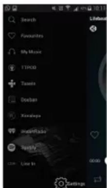 Search Favorites My Music TIP300 Tasteo Doeban Xinhai Mara iHeartRadio Spotify Live in Settings
