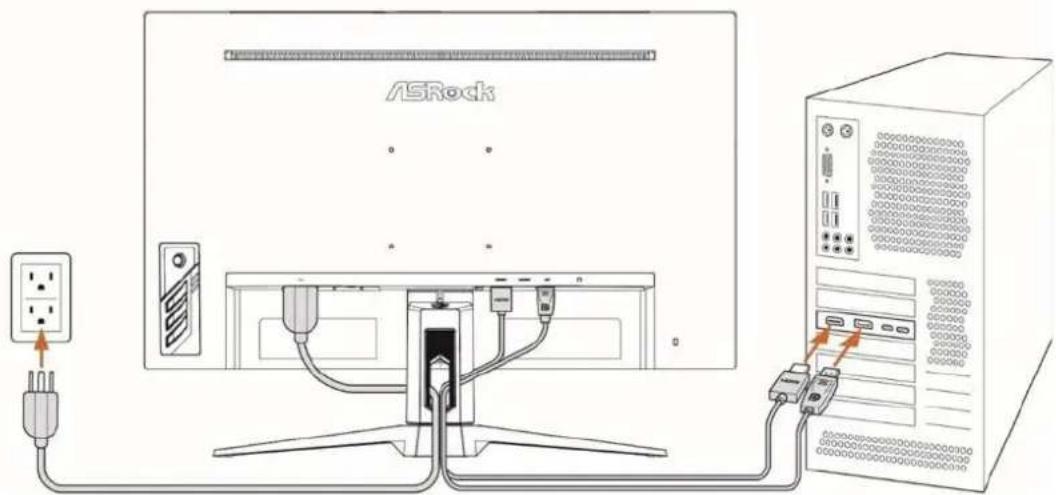 ASROCK PG27F15RS1A - CONNEXION DU MONITEUR À UN PC - 1