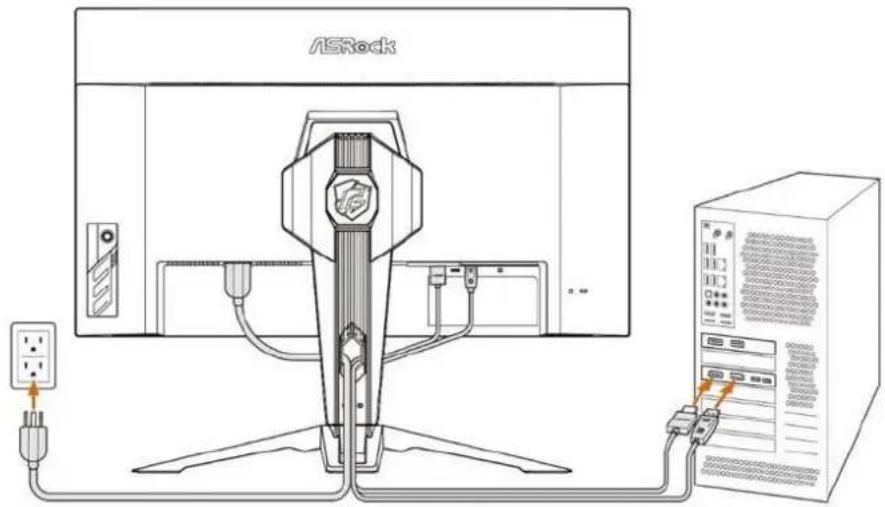 ASROCK PG32QF2B - Chapitre 5 Connexion du moniteur - 1