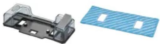 3D mechanical component and blue patterned plate (no text or symbols)