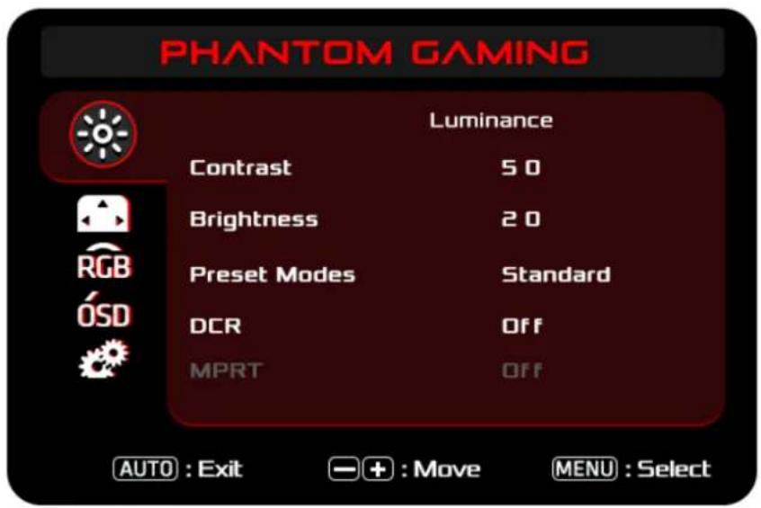 ASROCK PG27Q15R2A - Menus OSD (Les descriptions pour le contrôle des fonctions) - 1
