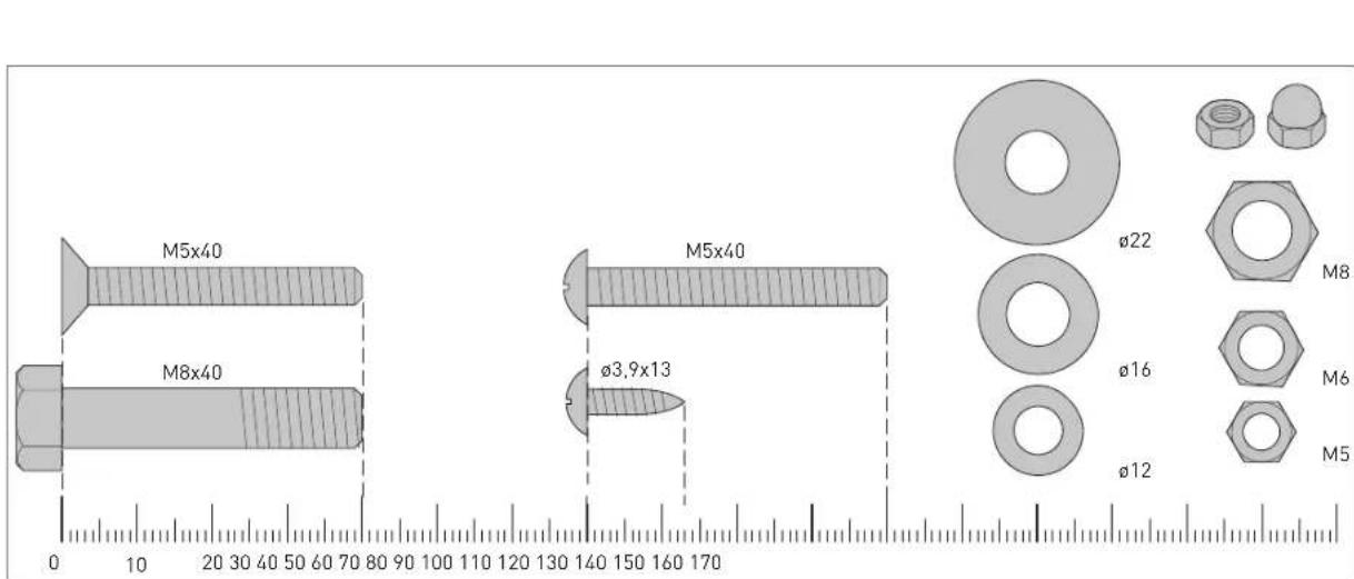 M5x40 M8x40 M5x40 Ø3.9x13 Ø22 Ø16 Ø12 M8 M6 M5
