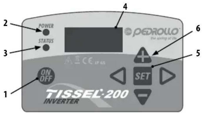 Pedrollo TISSEL200 - DESCRIPCIÓN DEL PANEL DE CONTROL - 1