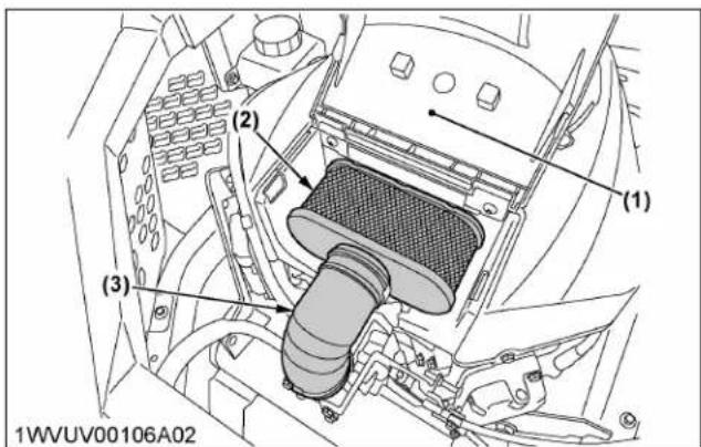 KUBOTA Z252KH - Nettoyage de l'élément papier de filtre à air (Z242KW, Z252KW) - 2