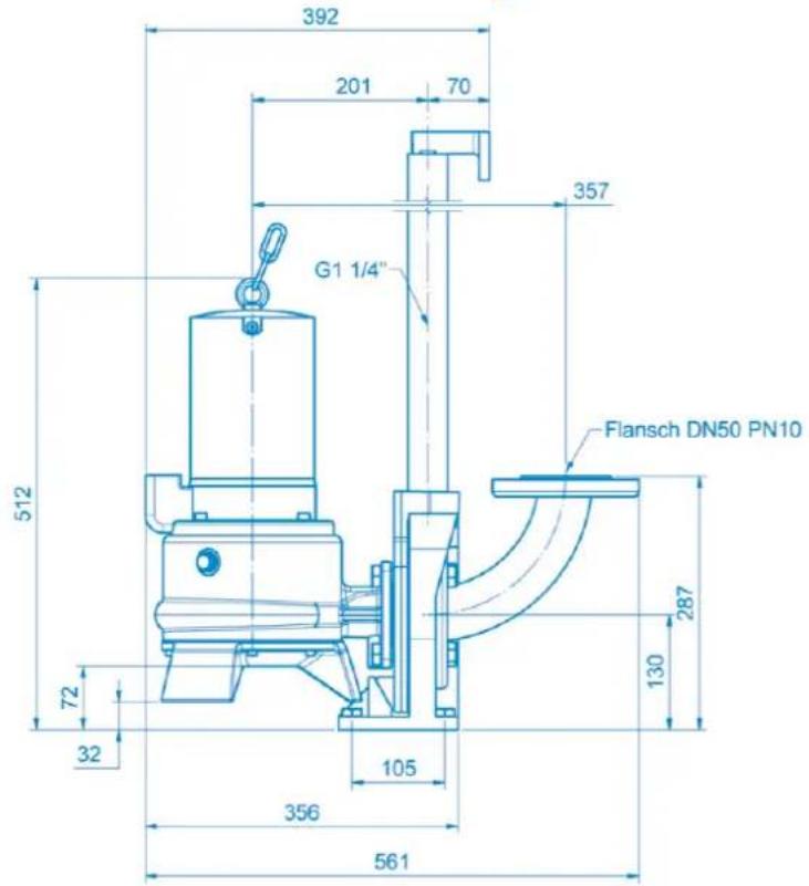 Sanibroyeur Sanipump ZPG 71 - Anhang B : Pumpenabmessungen - 1
