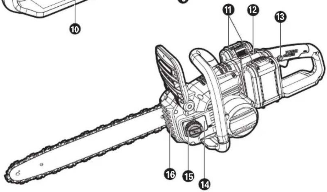 Technical diagram of a chain-linking device with numbered parts labeled for identification.