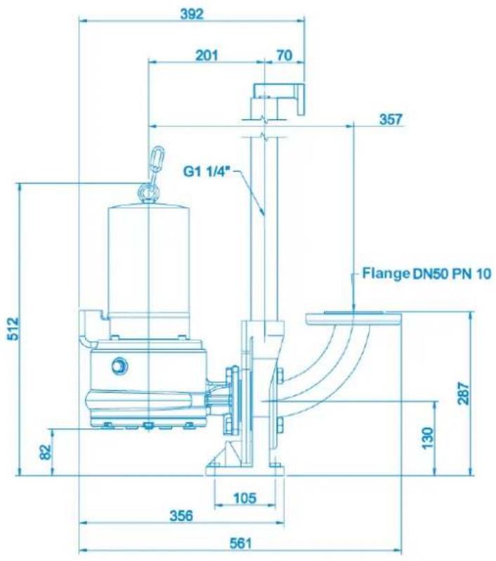 Sanibroyeur Sanipump ZFS 71 - Montagem do poço com tubo condutor Instalação com anel de suporte de piso - 1
