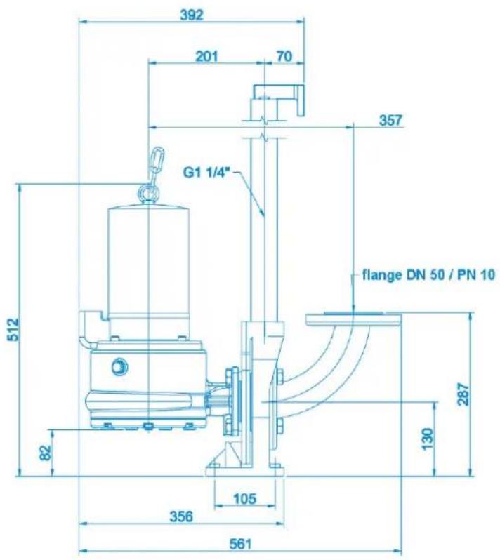Sanibroyeur Sanipump ZFS 71 - Appendix C: Pump dimensions - 1