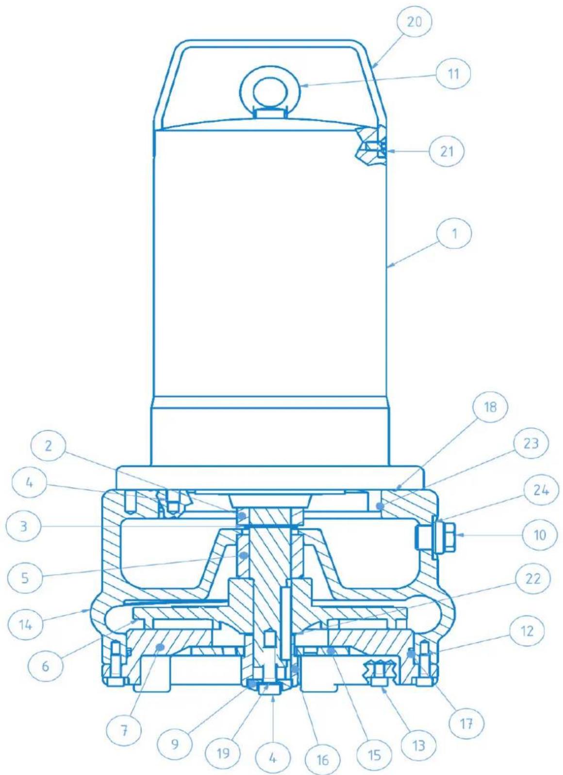 Sanibroyeur Sanipump ZFS 71 - Allegato D : Disegno in sezione e lista ricambi - 1