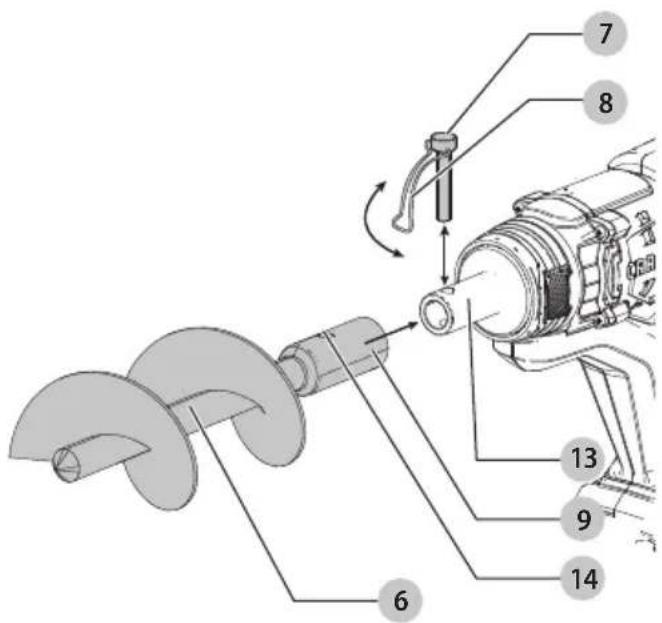 Technical diagram of a mechanical assembly with numbered components for identification