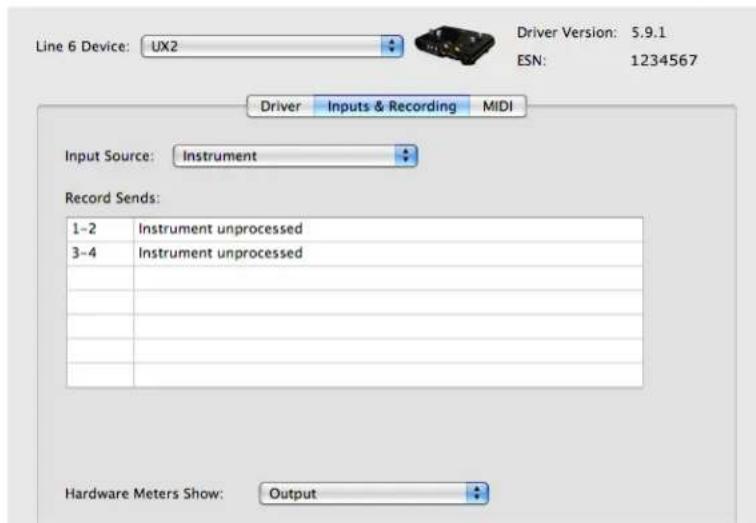 LINE 6 POD Farm 2.5 - Onglet Inputs et Recording - 1