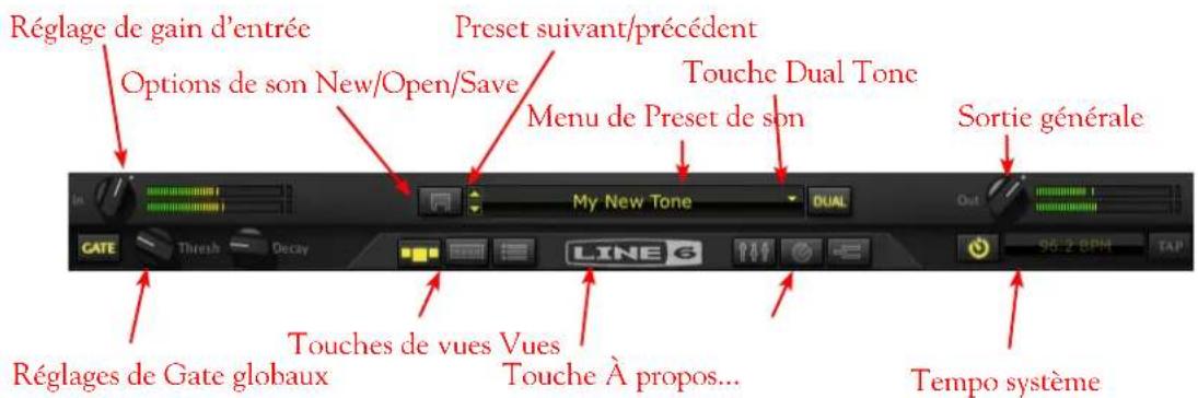 LINE 6 POD Farm 2.5 - I - Barre de contrôle principale - 1