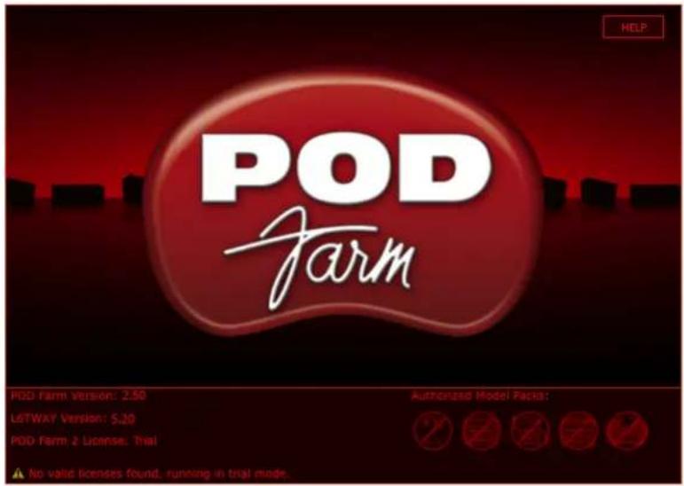 LINE 6 POD Farm 2.5 - La fenêtre "About POD Farm" - 2